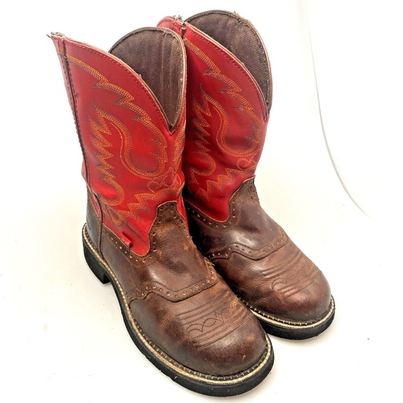 Justin Boots Shoes - Justin Gypsy Red Cowboy Boots Women Size 10 1/2 B - Round Toe  - L9921